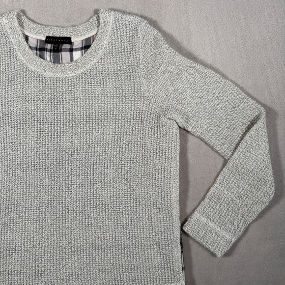 Sactuary Sweater Womens Small Light Gray Plaid Lined Long Sleeve Wool Blend - Picture 3 of 15